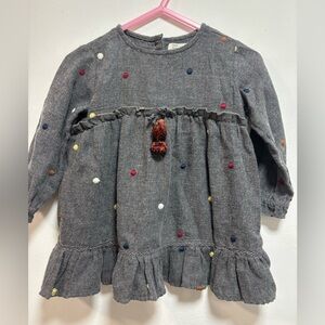 Zara Gray Kids Dress with Multicolor Dots